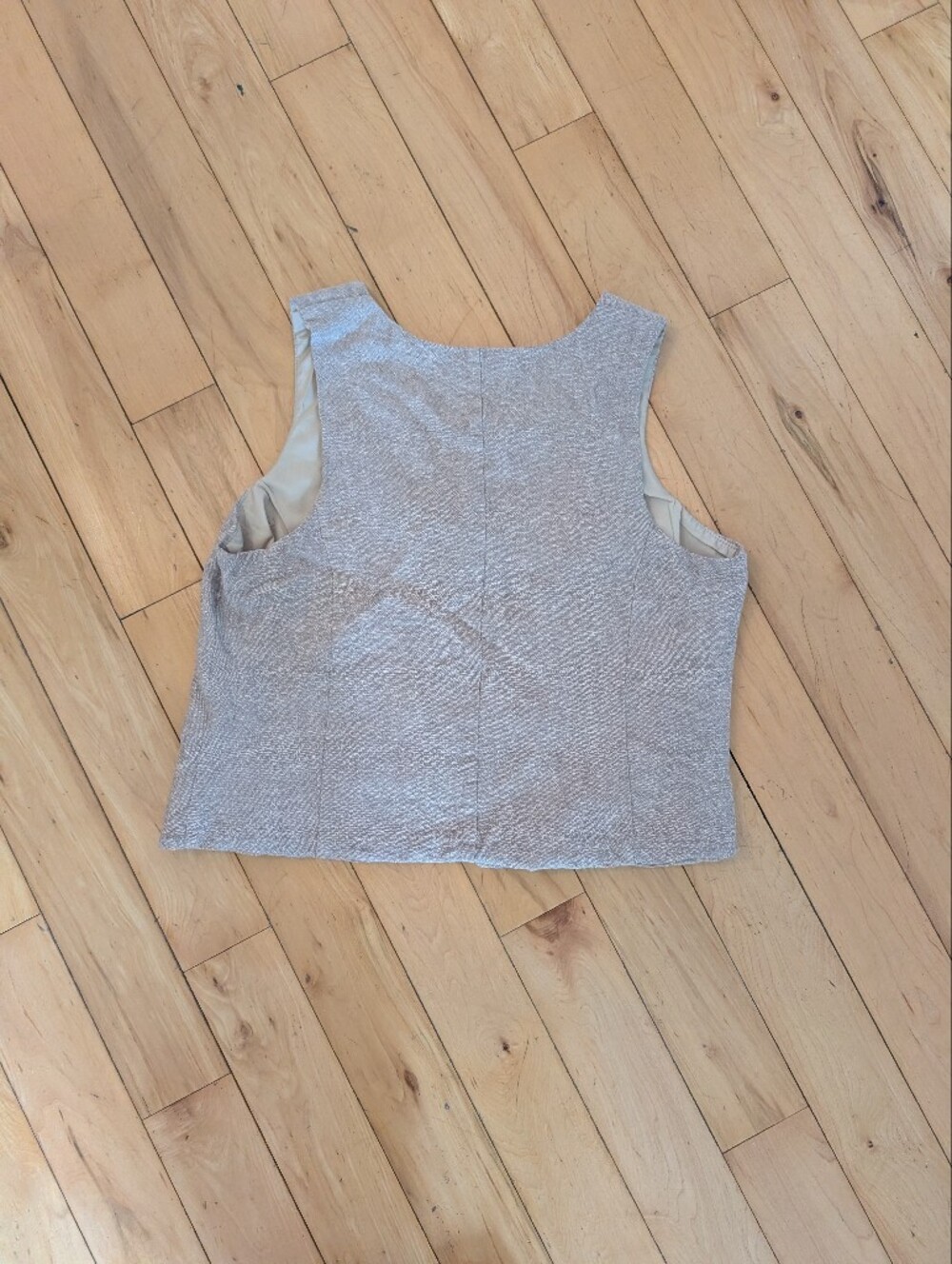 Textured Neutral Button Front Vest - Picture 3 of 3